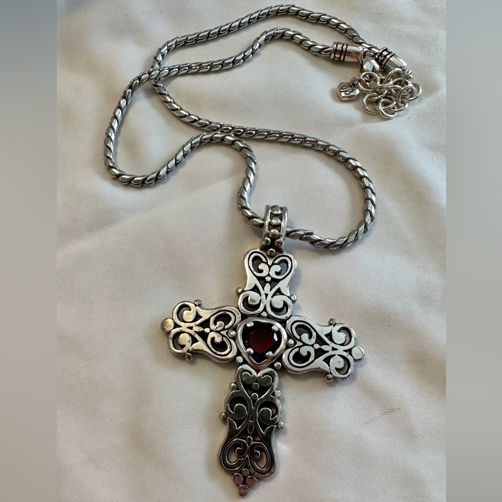 Elegant Brighton Silver Cross Pendant Necklace